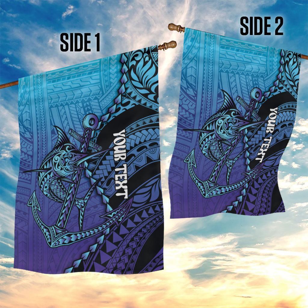 Personalised Polynesia Blue Marlin Fishing Garden Flag Marlin Anchor Tattoo Polynesian Pattern LT14 - Polynesian Pride