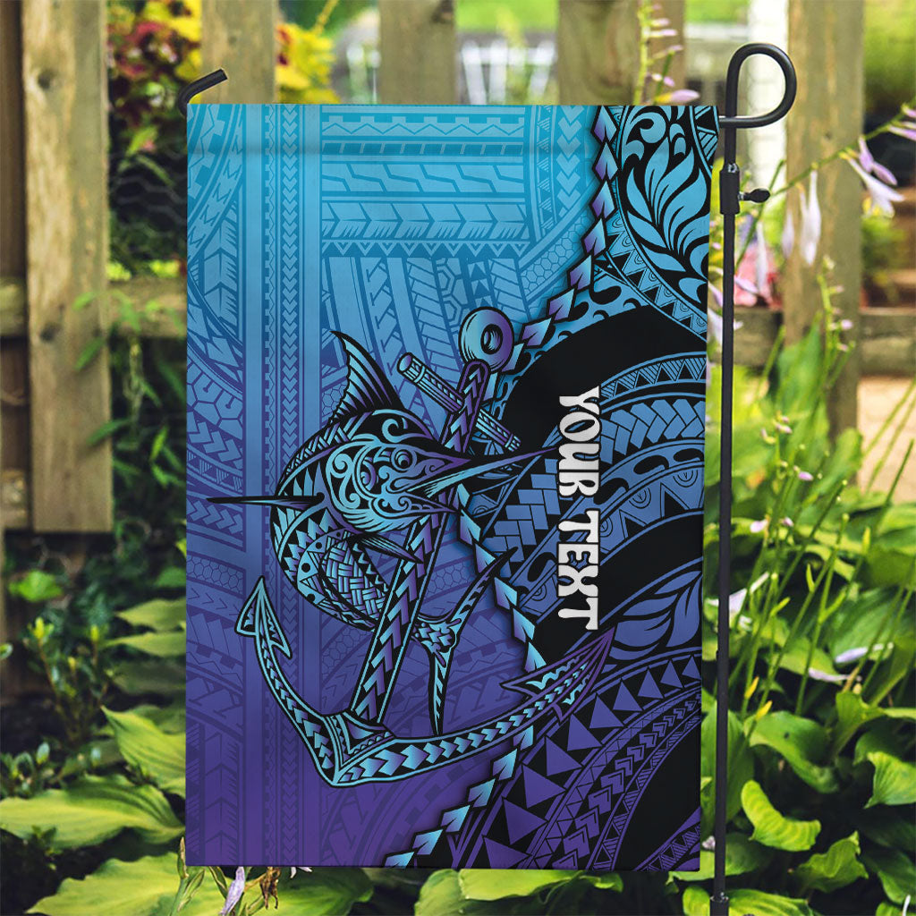 Personalised Polynesia Blue Marlin Fishing Garden Flag Marlin Anchor Tattoo Polynesian Pattern LT14 Garden Flag Purple - Polynesian Pride