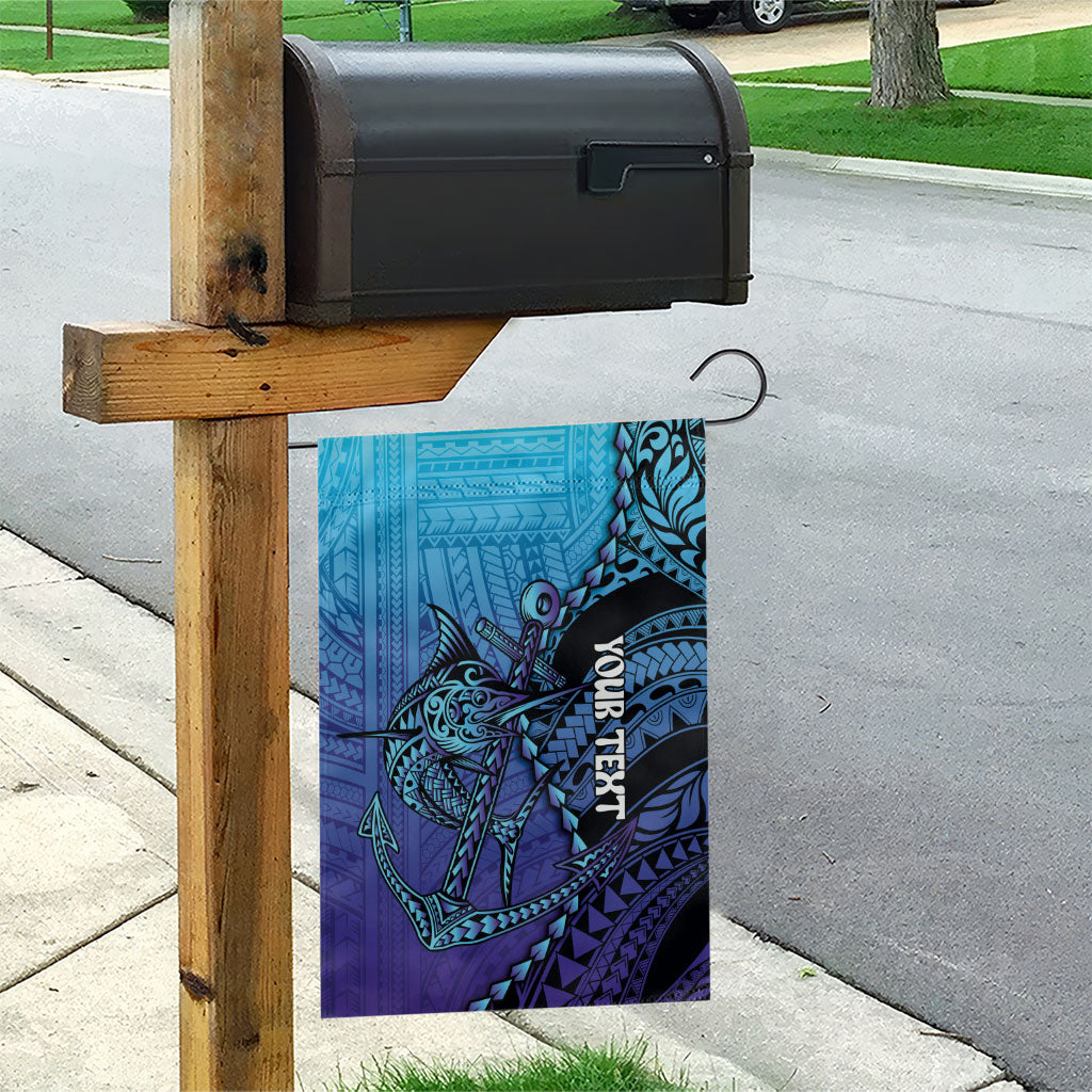 Personalised Polynesia Blue Marlin Fishing Garden Flag Marlin Anchor Tattoo Polynesian Pattern LT14 - Polynesian Pride