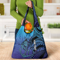 Personalised Polynesia Blue Marlin Fishing Grocery Bag Marlin Anchor Tattoo Polynesian Pattern