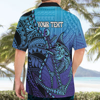 Personalised Polynesia Blue Marlin Fishing Hawaiian Shirt Marlin Anchor Tattoo Polynesian Pattern