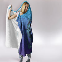 Personalised Polynesia Blue Marlin Fishing Hooded Blanket Marlin Anchor Tattoo Polynesian Pattern