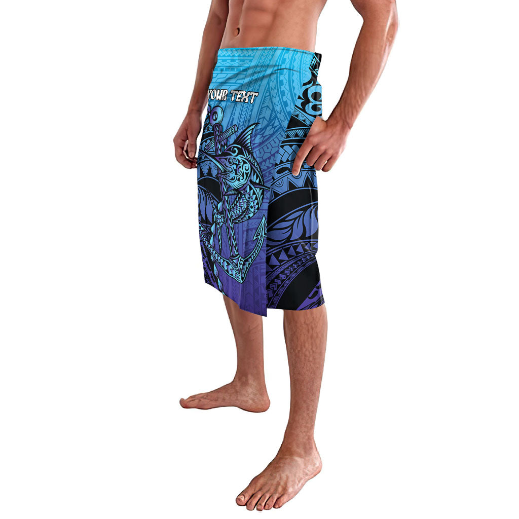 Personalised Polynesia Blue Marlin Fishing Lavalava Marlin Anchor Tattoo Polynesian Pattern