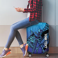 Personalised Polynesia Blue Marlin Fishing Luggage Cover Marlin Anchor Tattoo Polynesian Pattern