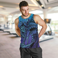 Personalised Polynesia Blue Marlin Fishing Men Tank Top Marlin Anchor Tattoo Polynesian Pattern