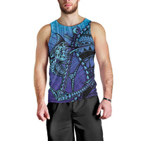 Personalised Polynesia Blue Marlin Fishing Men Tank Top Marlin Anchor Tattoo Polynesian Pattern