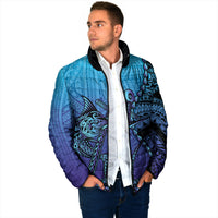 Personalised Polynesia Blue Marlin Fishing Padded Jacket Marlin Anchor Tattoo Polynesian Pattern