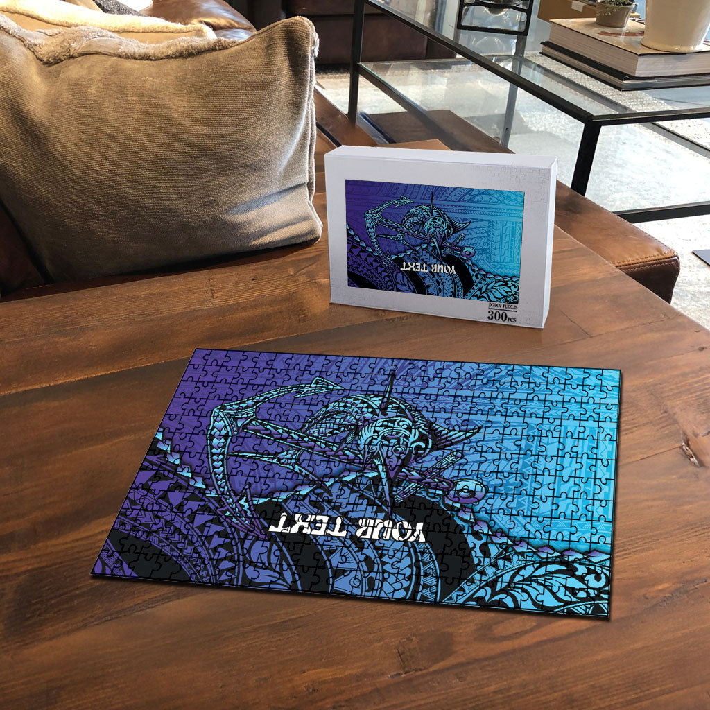 Personalised Polynesia Blue Marlin Fishing Puzzle Marlin Anchor Tattoo Polynesian Pattern LT14 - Polynesian Pride