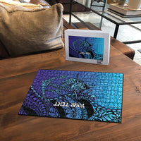 Personalised Polynesia Blue Marlin Fishing Puzzle Marlin Anchor Tattoo Polynesian Pattern LT14 - Polynesian Pride