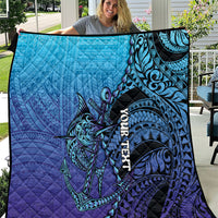 Personalised Polynesia Blue Marlin Fishing Quilt Marlin Anchor Tattoo Polynesian Pattern