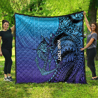 Personalised Polynesia Blue Marlin Fishing Quilt Marlin Anchor Tattoo Polynesian Pattern