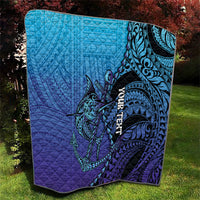 Personalised Polynesia Blue Marlin Fishing Quilt Marlin Anchor Tattoo Polynesian Pattern