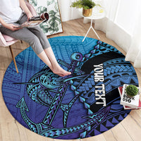 Personalised Polynesia Blue Marlin Fishing Round Carpet Marlin Anchor Tattoo Polynesian Pattern LT14 - Polynesian Pride