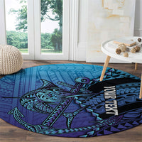 Personalised Polynesia Blue Marlin Fishing Round Carpet Marlin Anchor Tattoo Polynesian Pattern LT14 - Polynesian Pride