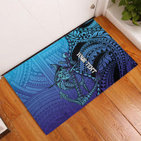 Personalised Polynesia Blue Marlin Fishing Rubber Doormat Marlin Anchor Tattoo Polynesian Pattern