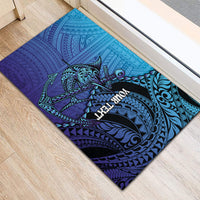 Personalised Polynesia Blue Marlin Fishing Rubber Doormat Marlin Anchor Tattoo Polynesian Pattern
