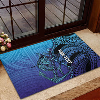 Personalised Polynesia Blue Marlin Fishing Rubber Doormat Marlin Anchor Tattoo Polynesian Pattern