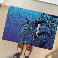 Personalised Polynesia Blue Marlin Fishing Rubber Doormat Marlin Anchor Tattoo Polynesian Pattern