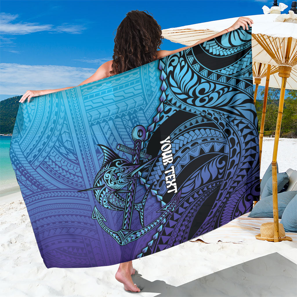 Personalised Polynesia Blue Marlin Fishing Sarong Marlin Anchor Tattoo Polynesian Pattern