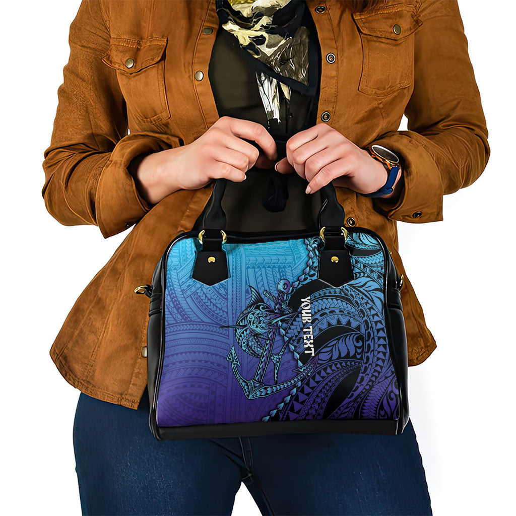 Personalised Polynesia Blue Marlin Fishing Shoulder Handbag Marlin Anchor Tattoo Polynesian Pattern LT14 - Polynesian Pride