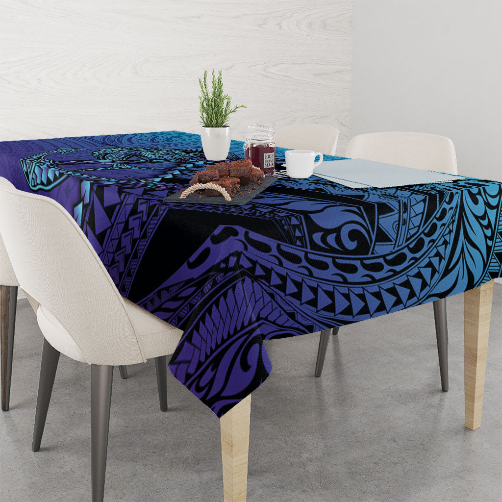 Personalised Polynesia Blue Marlin Fishing Tablecloth Marlin Anchor Tattoo Polynesian Pattern