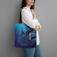 Personalised Polynesia Blue Marlin Fishing Tote Bag Marlin Anchor Tattoo Polynesian Pattern