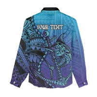 Personalised Polynesia Blue Marlin Fishing Women Casual Shirt Marlin Anchor Tattoo Polynesian Pattern LT14 - Polynesian Pride