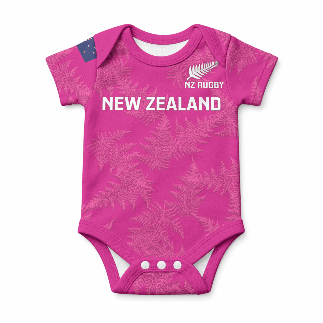 Custom New Zealand Silver Fern Rugby Baby Onesie Go Aotearoa - Pink Version