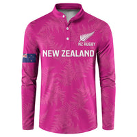 Custom New Zealand Silver Fern Rugby Button Sweatshirt Go Aotearoa - Pink Version LT14 Pink - Polynesian Pride
