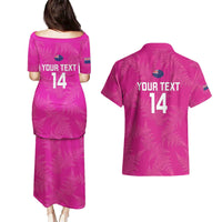Custom New Zealand Silver Fern Rugby Couples Matching Puletasi and Hawaiian Shirt Go Aotearoa - Pink Version