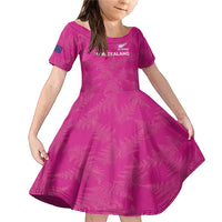 Custom New Zealand Silver Fern Rugby Family Matching Mermaid Dress and Hawaiian Shirt Go Aotearoa - Pink Version LT14 Daughter's Dress Pink - Polynesian Pride