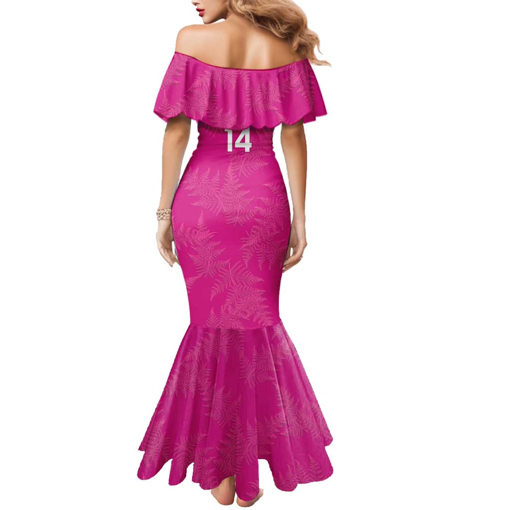 Custom New Zealand Silver Fern Rugby Family Matching Mermaid Dress and Hawaiian Shirt Go Aotearoa - Pink Version LT14 - Polynesian Pride