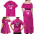 Custom New Zealand Silver Fern Rugby Family Matching Off Shoulder Maxi Dress and Hawaiian Shirt Go Aotearoa - Pink Version