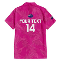 Custom New Zealand Silver Fern Rugby Family Matching Off Shoulder Maxi Dress and Hawaiian Shirt Go Aotearoa - Pink Version LT14 - Polynesian Pride