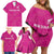 Custom New Zealand Silver Fern Rugby Family Matching Off Shoulder Short Dress and Hawaiian Shirt Go Aotearoa - Pink Version