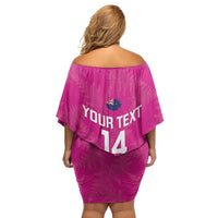 Custom New Zealand Silver Fern Rugby Family Matching Off Shoulder Short Dress and Hawaiian Shirt Go Aotearoa - Pink Version LT14 - Polynesian Pride