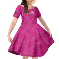 Custom New Zealand Silver Fern Rugby Family Matching Summer Maxi Dress and Hawaiian Shirt Go Aotearoa - Pink Version LT14 Daughter's Dress Pink - Polynesian Pride