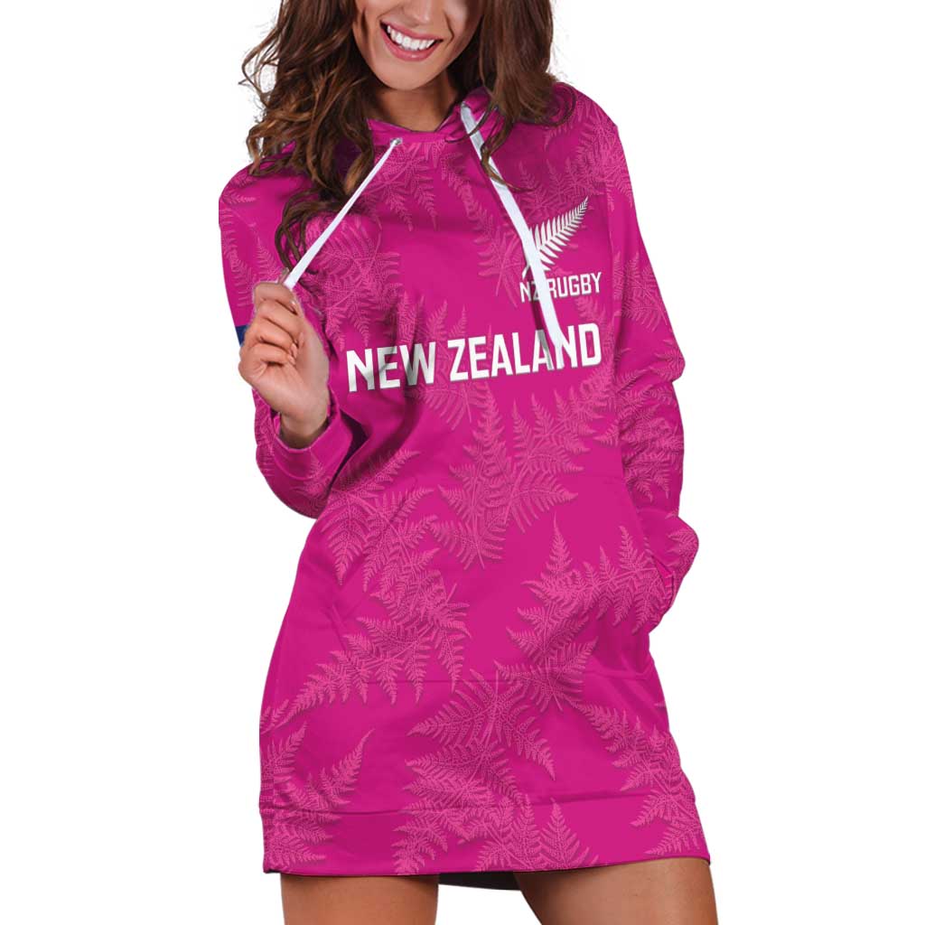 Custom New Zealand Silver Fern Rugby Hoodie Dress Go Aotearoa - Pink Version LT14 Pink - Polynesian Pride