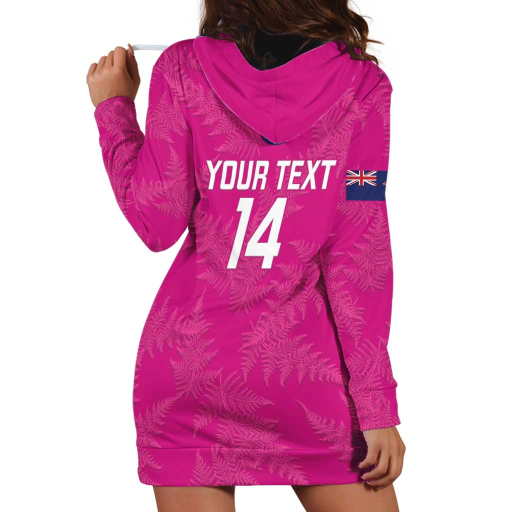Custom New Zealand Silver Fern Rugby Hoodie Dress Go Aotearoa - Pink Version LT14 - Polynesian Pride