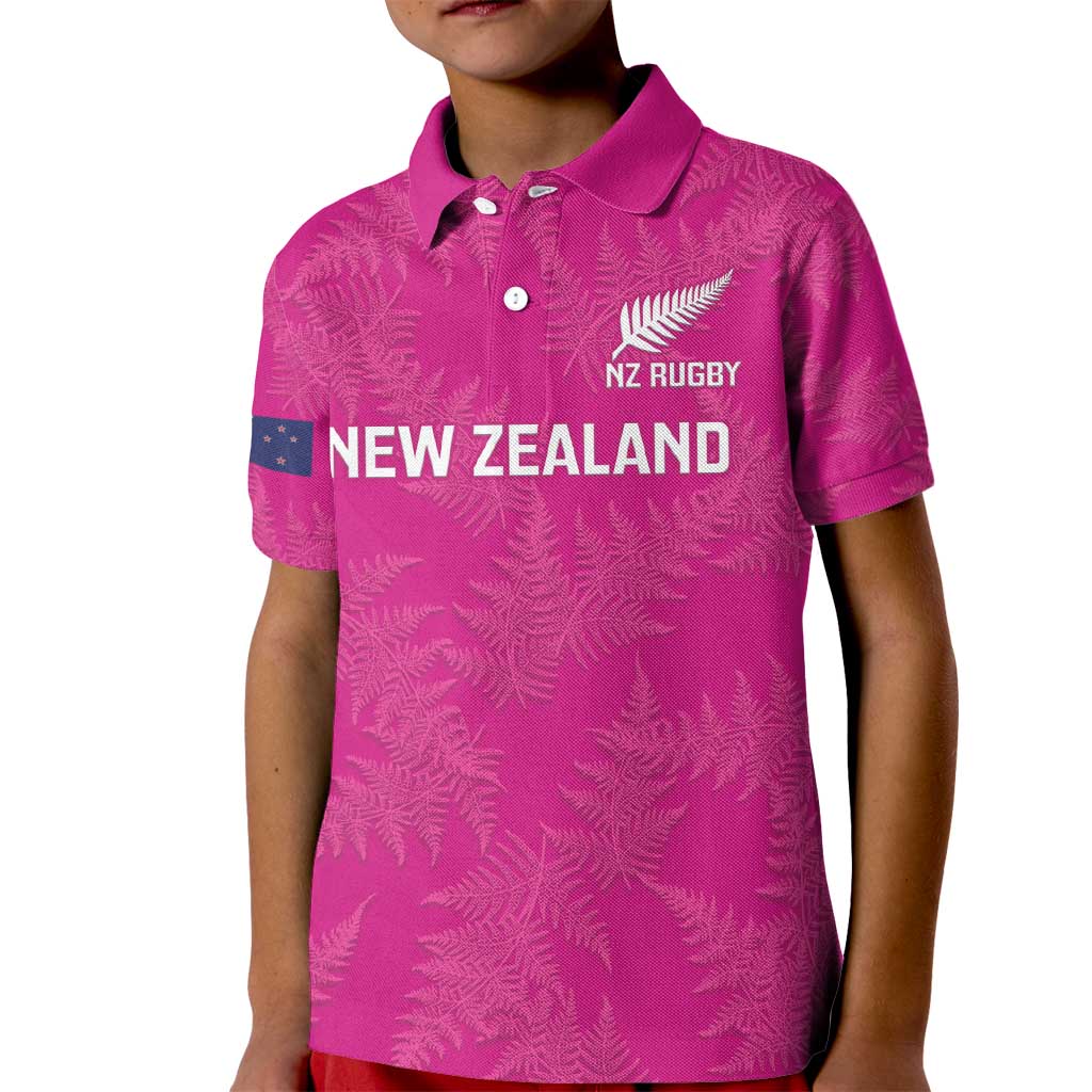 Custom New Zealand Silver Fern Rugby Kid Polo Shirt Go Aotearoa - Pink Version LT14 Kid Pink - Polynesian Pride