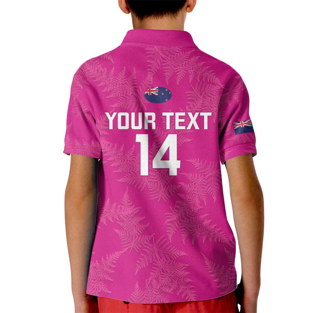 Custom New Zealand Silver Fern Rugby Kid Polo Shirt Go Aotearoa - Pink Version LT14 - Polynesian Pride