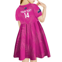 Custom New Zealand Silver Fern Rugby Kid Short Sleeve Dress Go Aotearoa - Pink Version LT14 - Polynesian Pride