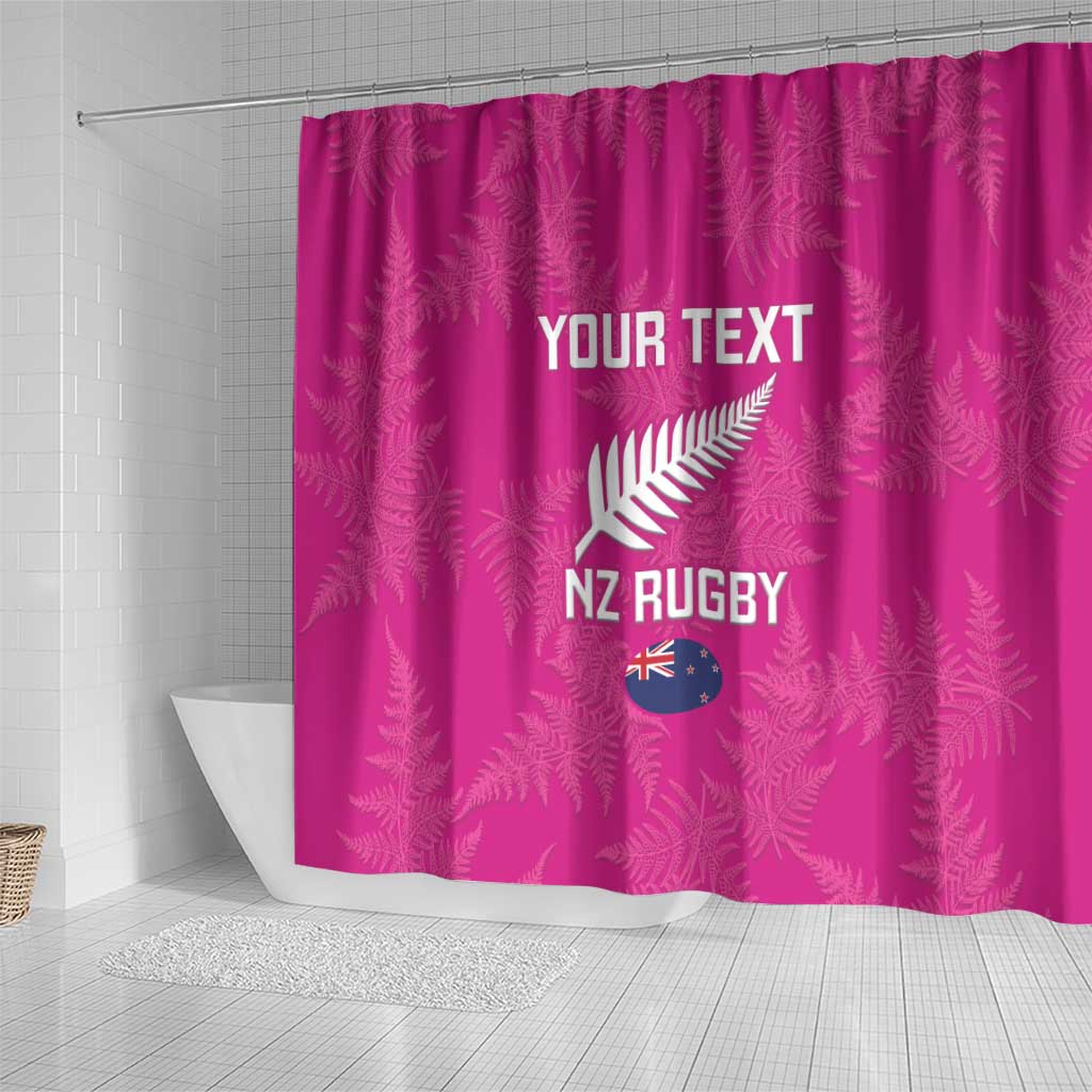 Custom New Zealand Silver Fern Rugby Shower Curtain Go Aotearoa - Pink Version