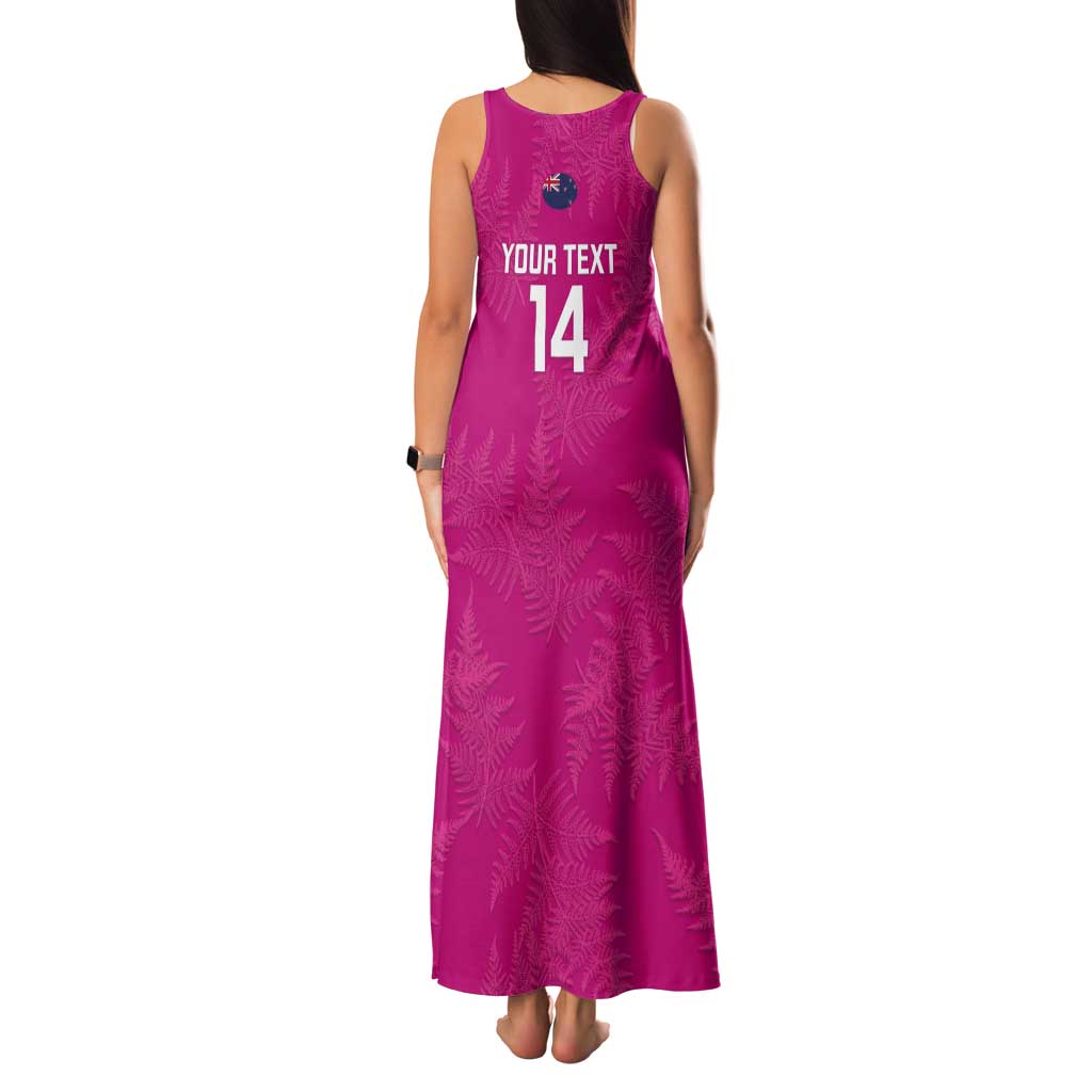 Custom New Zealand Silver Fern Rugby Tank Maxi Dress Go Aotearoa - Pink Version