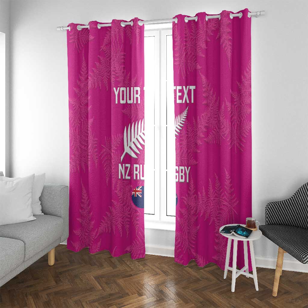 Custom New Zealand Silver Fern Rugby Window Curtain Go Aotearoa - Pink Version