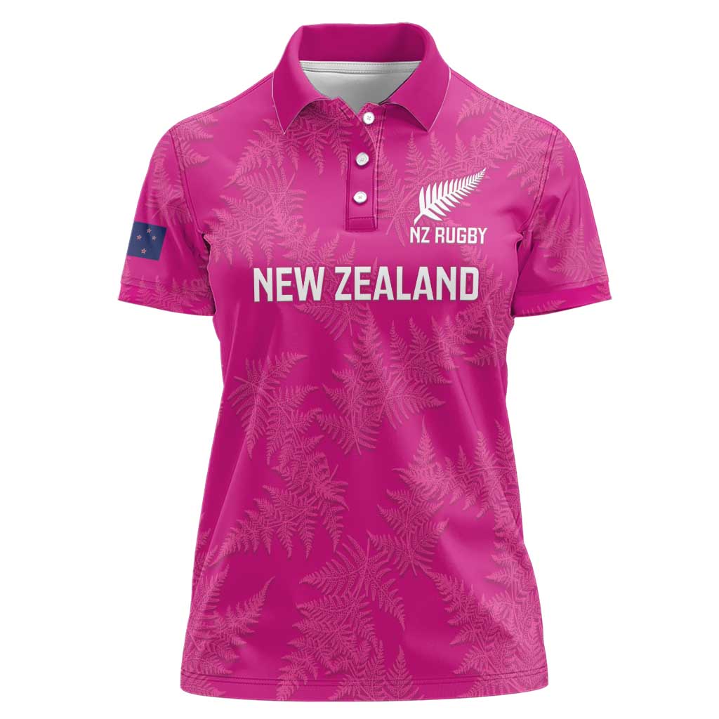 Custom New Zealand Silver Fern Rugby Women Polo Shirt Go Aotearoa - Pink Version