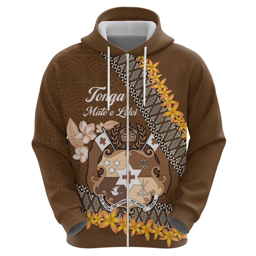 Personalised Tonga Language Week Hoodie Malo e Lelei Tongan Ngatu Pattern - Brown