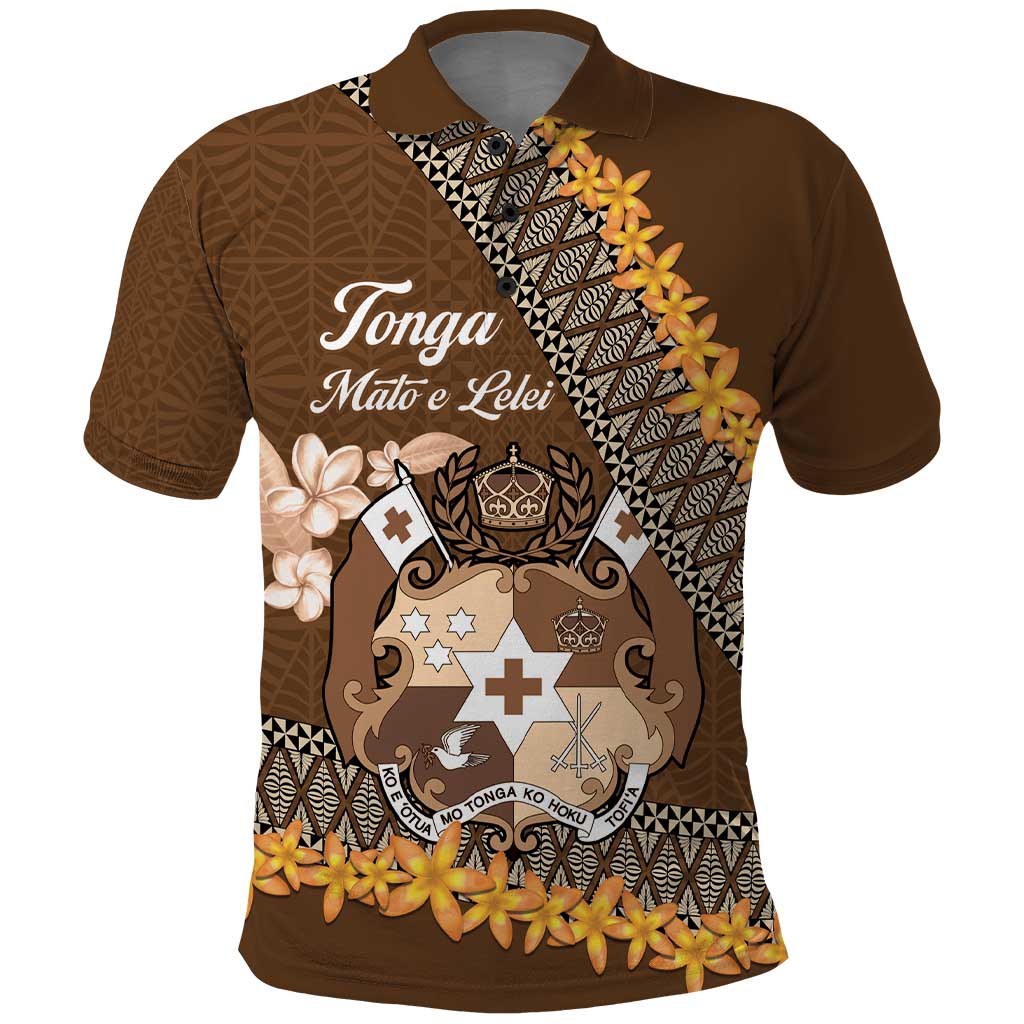 Personalised Tonga Language Week Polo Shirt Malo e Lelei Tongan Ngatu Pattern - Brown LT14 Brown - Polynesian Pride