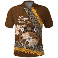 Personalised Tonga Language Week Polo Shirt Malo e Lelei Tongan Ngatu Pattern - Brown LT14 Brown - Polynesian Pride