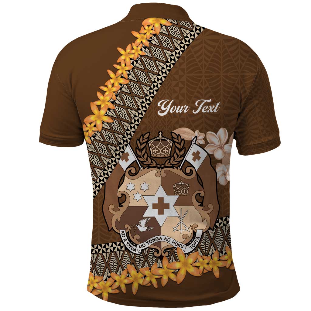 Personalised Tonga Language Week Polo Shirt Malo e Lelei Tongan Ngatu Pattern - Brown LT14 - Polynesian Pride